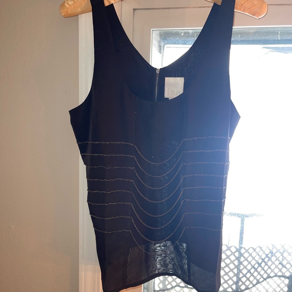NWT Line & Dot Chain Detail Black Sleeveless Top